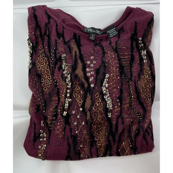 Miss Me Sz S Womens Tribal Beaded Embellished Gathered Ruched Blouse Top Aztec - Picture 9 of 10